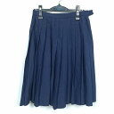 スクールスカート 夏物 w66-丈58 紺 中学 高校 プリーツ 学生服 制服 女子 中古 HK5476