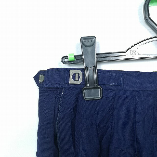 スクールスカート 冬物 w66-丈57 花紺 中学 高校 プリーツ 学生服 制服 女子 中古 HK5485