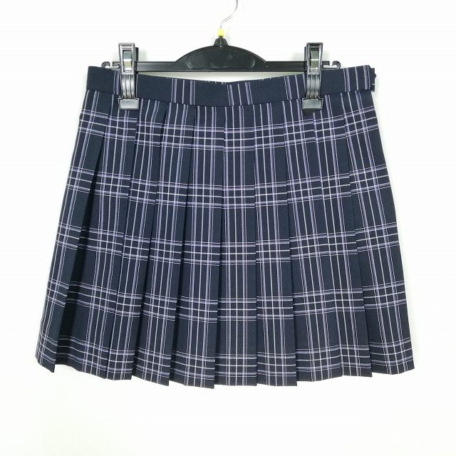 スクールスカート 夏物 w69-丈41 チェック 中学 高校 ミニ丈 プリーツ 学生服 制服 女子 中古 HK6423