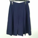 スクールスカート 冬物 w60-丈60 花紺 中学 高校 プリーツ 学生服 制服 女子 中古 HK6548