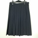 スクールスカート 冬物 w63-丈66 紺 中学 高校 プリーツ 学生服 制服 女子 中古 HK9879