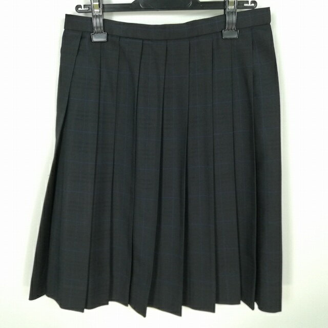 スクールスカート 冬物 w66-丈56 チェック 中学 高校 コシノジュンコ プリーツ 学生服 制服 女子 中古 HK9889