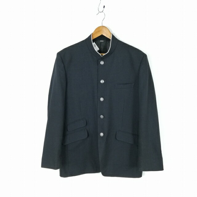 学生服 学ラン LL 男子 上着 ウール混 学校指定制服 ラウンドカラー グレー 中古 ランクC a3 JJ6258