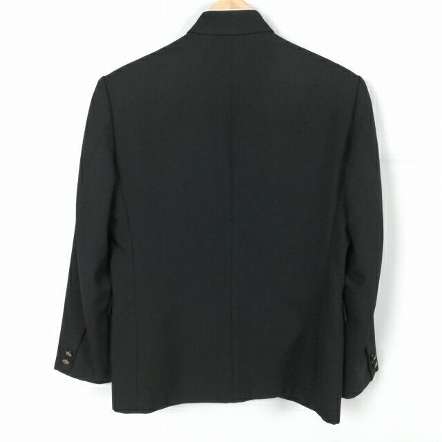 学生服 学ラン 160A 男子 トンボ 上着 丸洗い可 ウール混 標準型学生服 ラウンドカラー サージ 黒 中古 ランクC a3 JJ6916