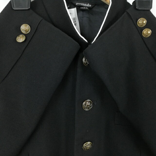 学生服 学ラン 160A 男子 トンボ 上着 丸洗い可 ウール混 標準型学生服 ラウンドカラー サージ 黒 中古 ランクC a3 JJ6916
