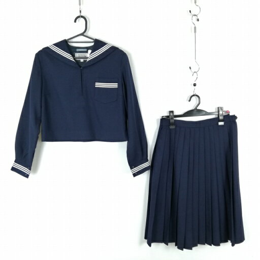 セーラー服 スカート 上下2点セット 冬物 白3本線 女子 学生服 中学 高校 紺 制服 中古 ランクC NA3871 セーラー服 スカート 上下2点セット 冬物 白3本線 女子 学生服 中学 高校 紺 制服 中古 ランクC NA3871