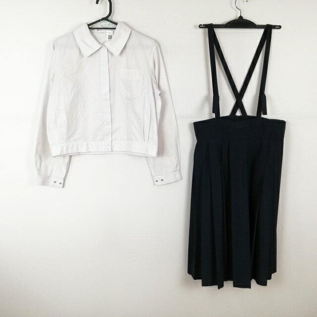 ブラウス スカート 上下2点セット 大きいサイズ 中間服 女子 学生服 中学 高校 白 制服 中古 ランクC NA5021