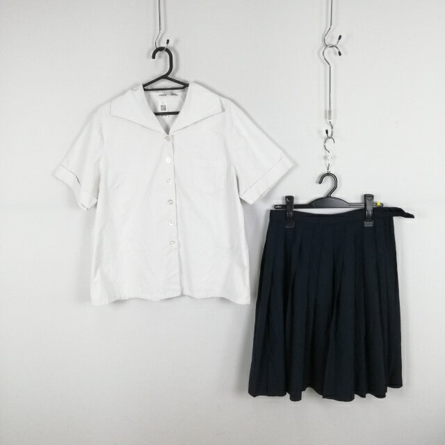 ブラウス スカート 上下2点セット 大きいサイズ 特大 夏物 女子 学生服 兵庫賢明女子学院中学高校 白 制服 中古 ランクC NA5846