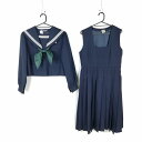 セーラー服 ジャンパースカート スカーフ 上下3点セット トンボ 冬物 白3本線 女子 学生服 福岡田主丸中学 紺 中古 ランクC NA8096
