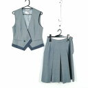 ベスト スカート 上下2点セット 冬物 女子 学生服 中学 高校 グレー 制服 中古 ランクC EY0919
