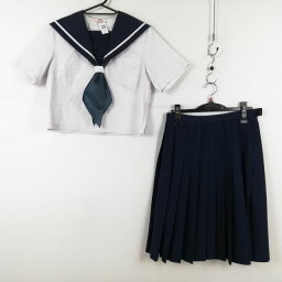 セーラー服 スカート スカーフ 上下3点セット 165A カンコー 夏物 白1本線 女子 学生服 中学 高校 白 制服 中古 ランクC EY2610