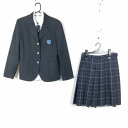 ブレザー チェックスカート ネクタイ 上下4点セット 155A カンコー 冬物 女子 学生服 大阪高槻第六中学 紺 制服 中古 ランクB EY5709