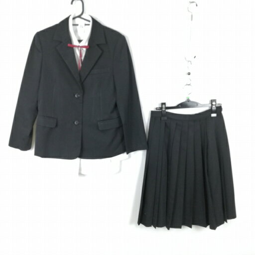 ブレザー スカート 紐タイ 上下4点セット カンコー 冬物 女子 学生服 香川高松南高校 黒 制服 中古 ランクC EY5815 ブレザー スカート 紐タイ 上下4点セット カンコー 冬物 女子 学生服 香川高松南高校 黒 制服 中古 ランクC EY5815