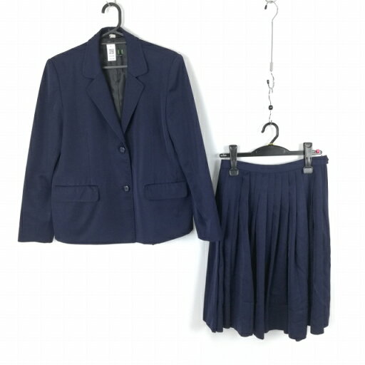 ブレザー スカート 上下2点セット 冬物 女子 学生服 中学 高校 紺 制服 中古 ランクC EY6348 ブレザー スカート 上下2点セット 冬物 女子 学生服 中学 高校 紺 制服 中古 ランクC EY6348
