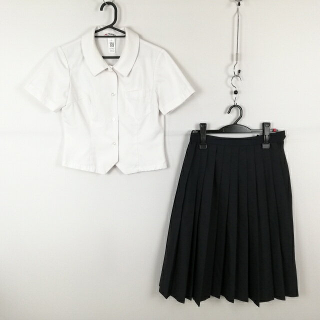 ブラウス スカート 上下2点セット 夏物 女子 学生服 中学 高校 白 制服 中古 ランクC EY7952