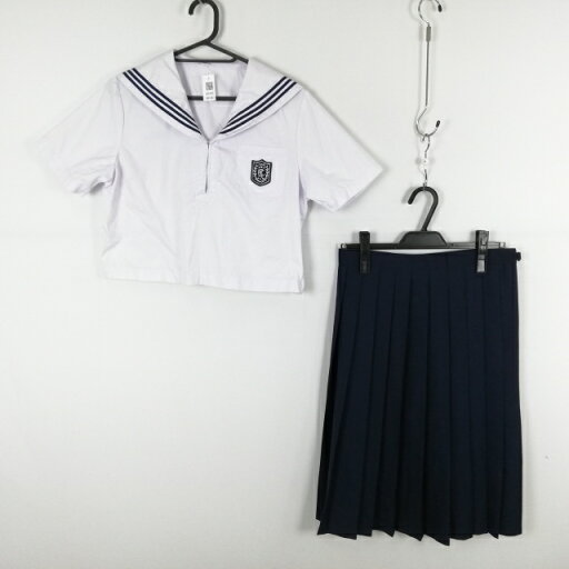 コスプレ セーラー服 スカート 上下2点セット TM 青3本線 女子 学生服 中学 高校 白 制服 中古 GM1480 コスプレ セーラー服 スカート 上下2点セット TM 青3本線 女子 学生服 中学 高校 白 制服 中古 GM1480