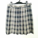 スクールスカート 大きいサイズ 夏物 w72-丈54 チェック 中学 高校 プリーツ 学生服 制服 女子 中古 HK3828