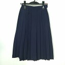 スクールスカート 夏物 w60-丈66 紺 中学 高校 プリーツ 学生服 制服 女子 中古 HK4890
