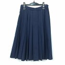 スクールスカート 冬物 w63-丈66 紺 中学 高校 プリーツ 学生服 制服 女子 中古 HK5523