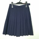 スクールスカート 冬物 w63-丈57 紺 中学 高校 プリーツ 学生服 制服 女子 中古 HK5532