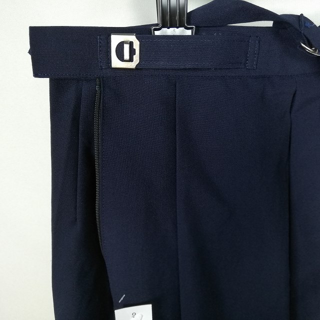 スクールスカート 夏物 w69-丈57 紺 中学 高校 プリーツ 学生服 制服 女子 中古 HK5661