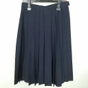 スクールスカート 夏物 w60-丈66 紺 中学 高校 プリーツ 学生服 制服 女子 中古 HK5695