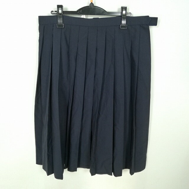 スクールスカート 大きいサイズ 夏物 w80-丈68 紺 中学 高校 プリーツ 学生服 制服 女子 中古 HK6642