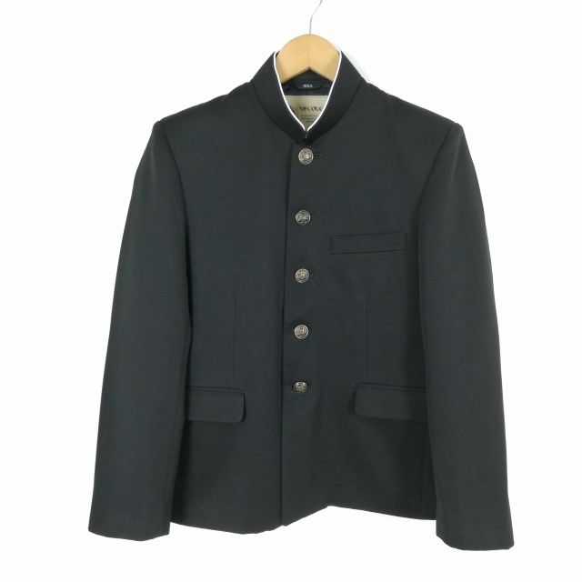 学生服 学ラン 155A 男子 上着 標準型学生服 ラウンドカラー カシドス 黒 中古 ランクC a3 JJ6062