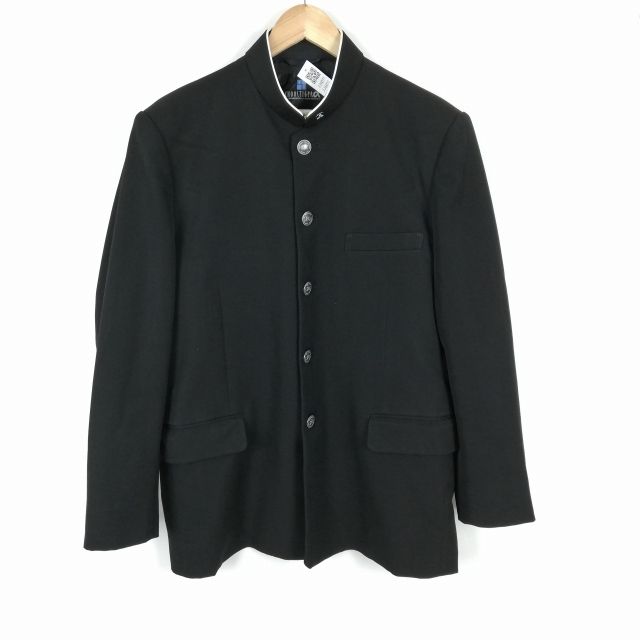 学生服 学ラン 180A 男子 上着 ウール混 標準型学生服 ラウンドカラー カシドス 黒 中古 ランクC a3 JJ6071
