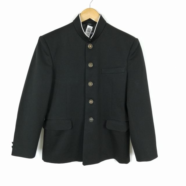 学生服 学ラン 160A 男子 トンボ NBP 上着 ウール 標準型学生服 ラウンドカラー カシドス 黒 中古 ランクC a3 JJ6074