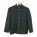 学生服 学ラン 160A 男子 上着 ウール混 ラウンドカラー サージ 黒 中古 ランクC a3 JJ6306