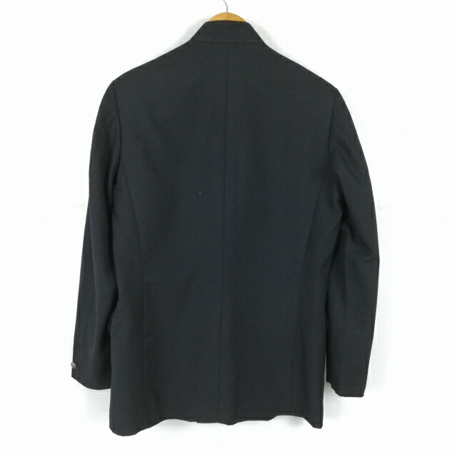 学生服 学ラン 男子 上着 ウール混 学校指定制服 詰襟 サージ 黒 中古 ランクC a3 JJ6929