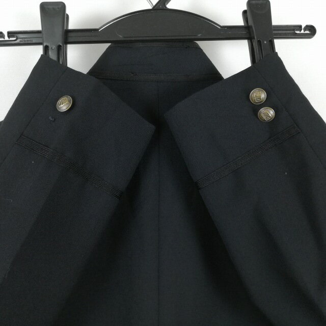 学生服 学ラン 男子 上着 ウール混 学校指定制服 詰襟 サージ 黒 中古 ランクC a3 JJ6929