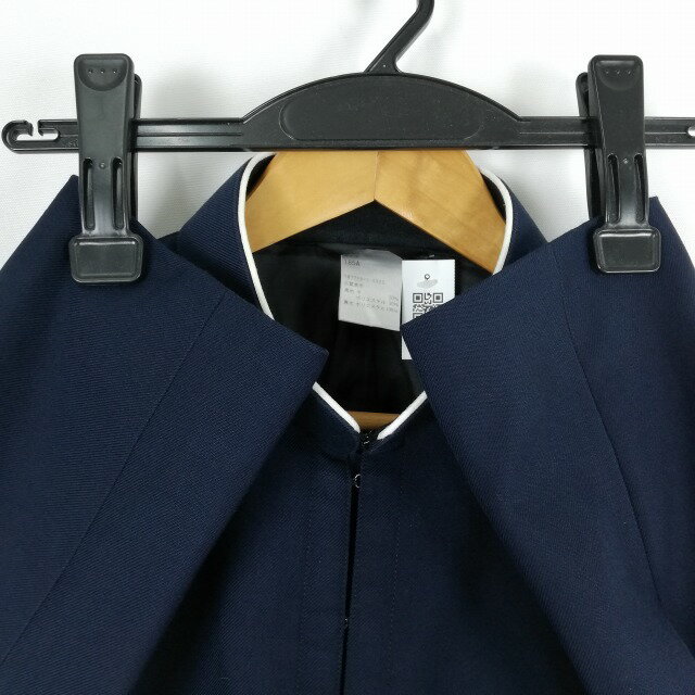 学生服 学ラン 185A 男子 上着 ウール混 学校指定制服 ラウンドカラー サージ 紺 中古 ランクB a3 JJ6933
