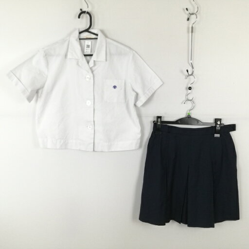 ブラウス ミニスカート 上下2点セット 大きいサイズ 夏物 女子 学生服 中学 高校 白 制服 中古 ランクC NA5713 ブラウス ミニスカート 上下2点セット 大きいサイズ 夏物 女子 学生服 中学 高校 白 制服 中古 ランクC NA5713