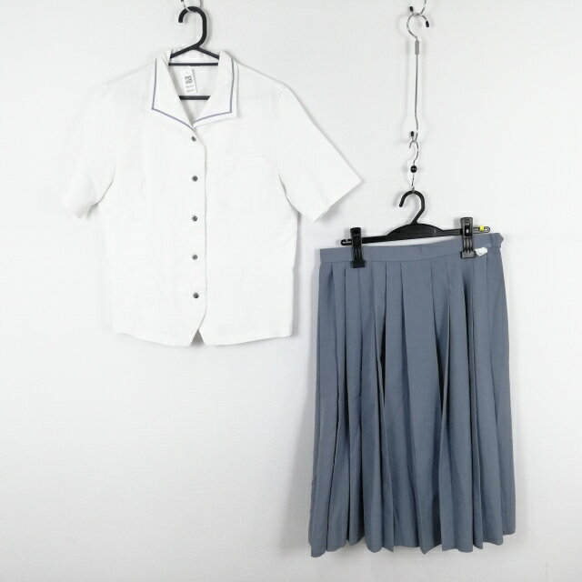 ブラウス スカート 上下2点セット LL 大きいサイズ 富士ヨット 夏物 女子 学生服 宮崎南高校 白 制服 中古 ランクC NA6483