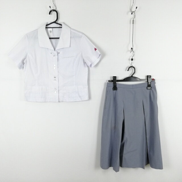 ブラウス スカート 上下2点セット L 夏物 女子 学生服 宮崎北高校 白 制服 中古 ランクC NA6486
