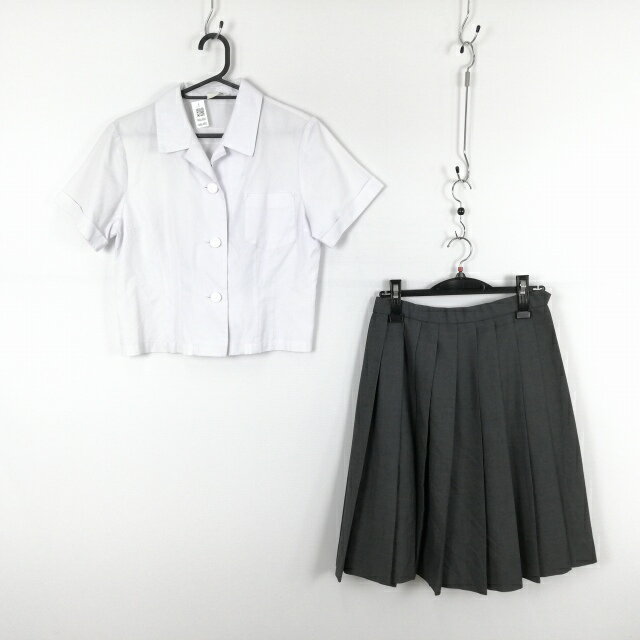 ブラウス スカート 上下2点セット 夏物 女子 学生服 中学 高校 白 制服 中古 ランクC NA6488