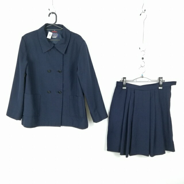 ジャケット スカート 上下2点セット 170B 大きいサイズ 特大 冬物 女子 学生服 中学 高校 紺 制服 中古 ランクC NA7040
