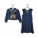 セーラー服 ジャンパースカート スカーフ 上下3点セット 冬物 白3本線 女子 学生服 熊本玉名中学 紺 制服 中古 ランクC NA8099