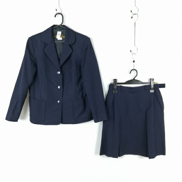 ブレザー スカート 上下2点セット 冬物 女子 学生服 中学 高校 紺 制服 中古 ランクC EY0943