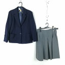 ブレザー スカート 上下2点セット 大きいサイズ 冬物 女子 学生服 中学 高校 紺 制服 中古 ランクB EY0945