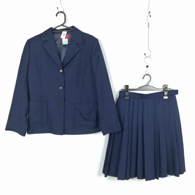 ブレザー スカート 上下2点セット 170A トンボ 冬物 女子 学生服 中学 高校 紺 制服 中古 ランクC EY6559