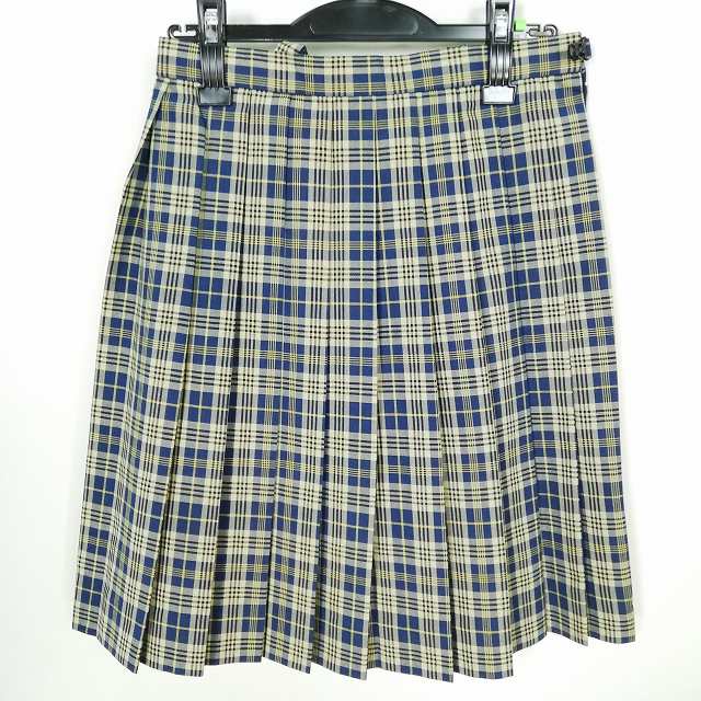 スクールスカート 夏物 w66-丈54 チェック 中学 高校 プリーツ 学生服 制服 女子 中古 HK2278