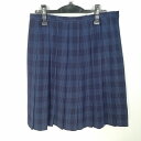 スクールスカート 大きいサイズ 夏物 w72-丈58 チェック 中学 高校 プリーツ 学生服 制服 女子 中古 HK3831