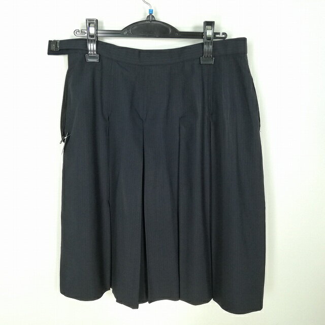 スクールスカート 大きいサイズ 夏物 w78-丈59 ストライプ 中学 高校 プリーツ 学生服 制服 女子 中古 HK4026