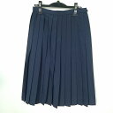 スクールスカート 夏物 w69-丈65 紺 中学 高校 プリーツ 学生服 制服 女子 中古 HK4886