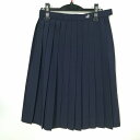 スクールスカート 夏物 w63-丈60 紺 中学 高校 プリーツ 学生服 制服 女子 中古 HK4887
