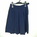 スクールスカート 冬物 w66-丈58 紺 中学 高校 プリーツ 学生服 制服 女子 中古 HK5385