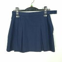 スクールスカート 冬物 w66-丈35 紺 中学 高校 マイクロミニ プリーツ 学生服 制服 女子 中古 HK5386